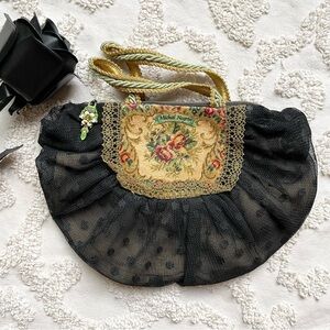 Michal Negrin Rose Tapestry Crystal Lace bag